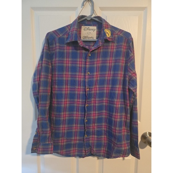 Disney Cakeworthy Hercules Zero to Hero‎ Graphic Plaid Button Up Shirt L - Picture 1 of 9